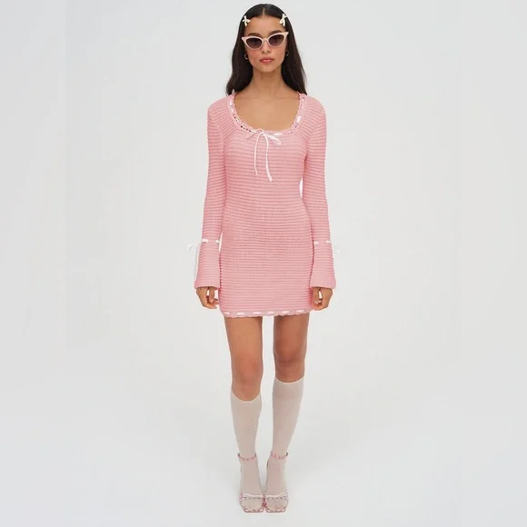 for Love & Lemons Olina Crochet Mini Dress , Pink, S - Women's Dresses - Victoria's Secret